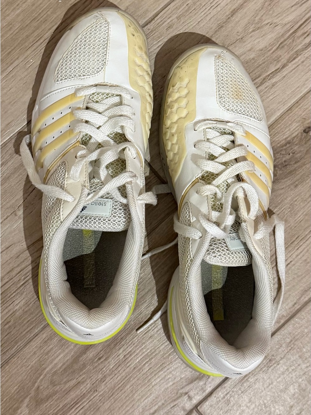 Women's Stella Mccarthy Addidas White and Pale Yellow Athletic Sneakers